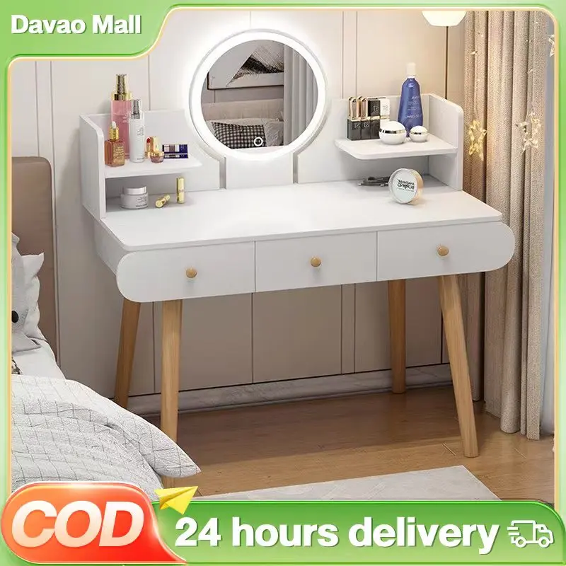 DM01-Modern Makeup Table With Mirror, Multipurpose Storage Drawers ...