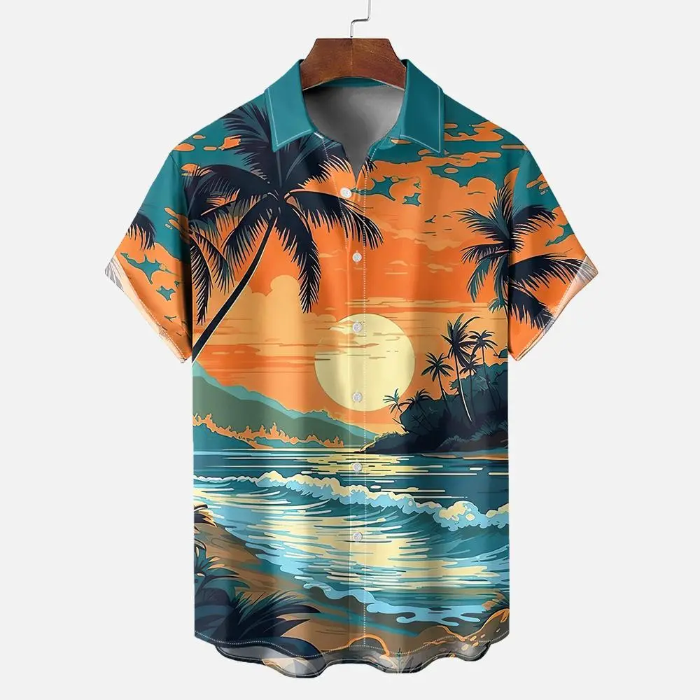 Áo Sơ Mi Hawaii Cho Nam, Dáng Rộng Vừa Vặn, Thoáng Khí, ngắn Tay, Thích Hợp Cho Kỳ Nghỉ Và Trang Phục Thường Ngày Thiết Kế Đa Năng Phong Cách Đi Xe Máy Đường Phố Hợp Xu hướng, In Hình, Dáng Rộng Vừa Vặn