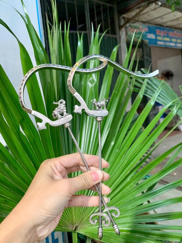 Móc chống xoay linh vật Trắng -  móc đồng lồng chim chào mào mi chòe