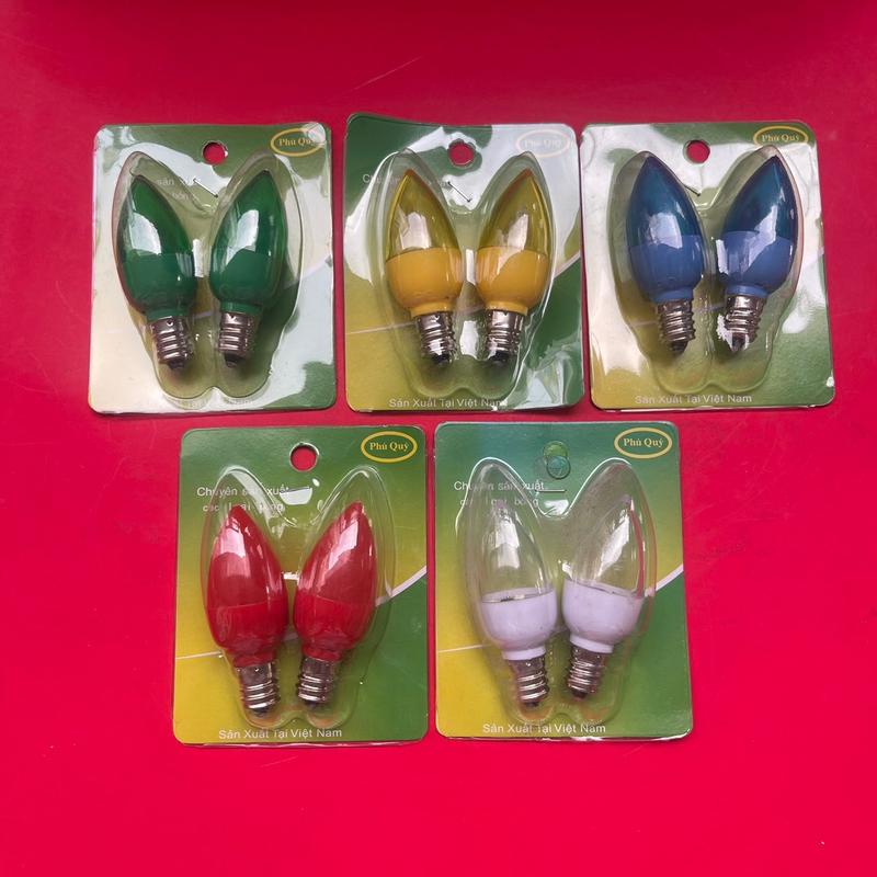 Bóng ớt led, bóng nhót led Phú Qúy vỉ 2 bóng (Có Đủ Màu E12) đèn cà na led lights
