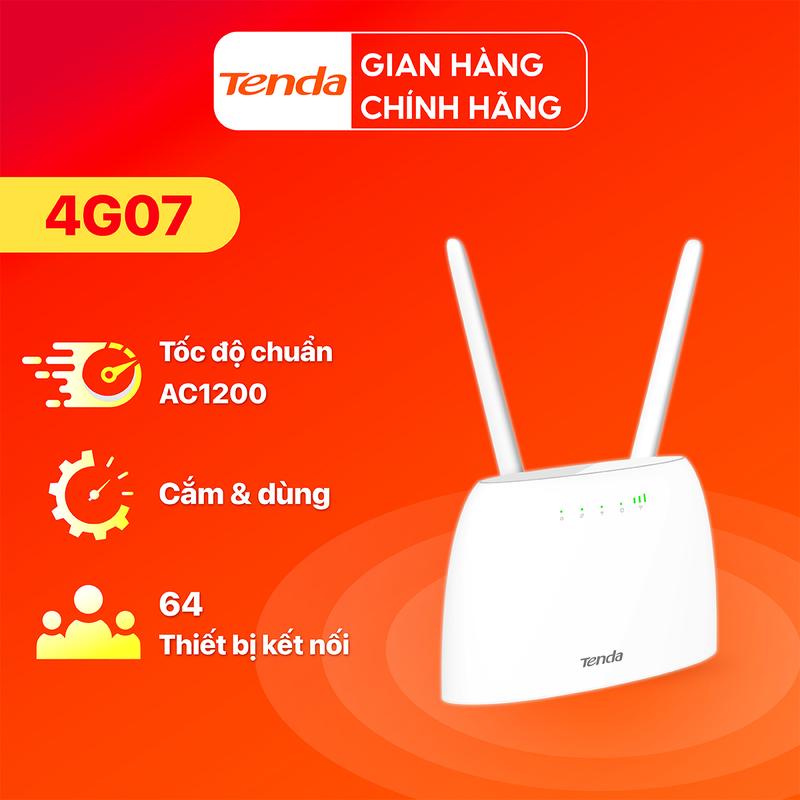 Tenda 4G07 Bộ phát Wifi di động dùng sim 4G LTE Chuẩn AC 1200Mpbs cao cấp - Hãng phân phối chính thức
