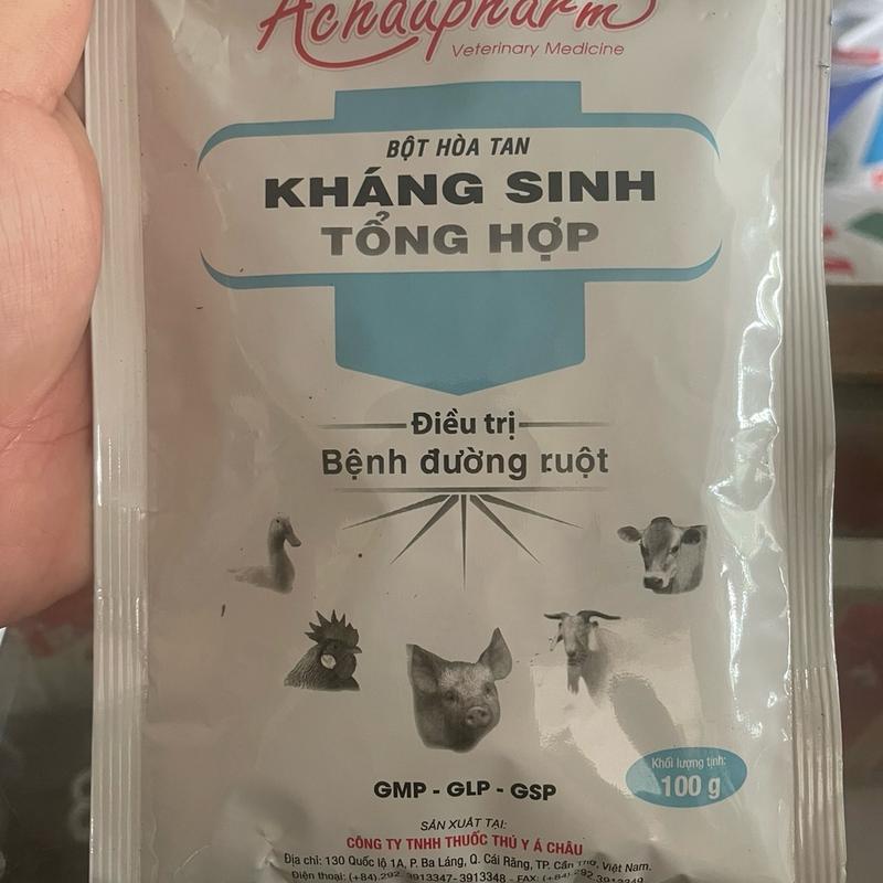 1 gói bột uống KHÁNG SINH TỔNG HỢP 100g trị bệnh đường ruột, tiêu chảy phân xanh trắng, úm gà con ,vịt con, úm gia cầm non. 5