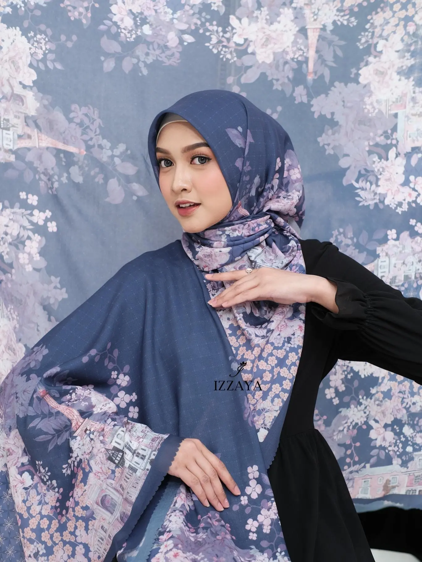 Hijab motif EIFFEL SERIES Bunga Voal Ultrafine
