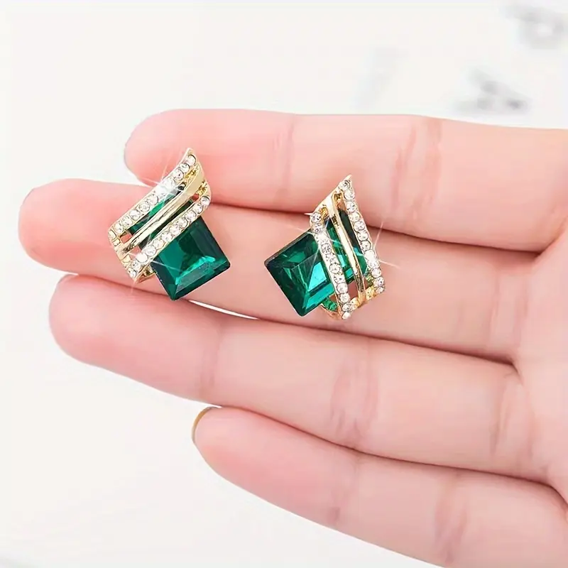 Luxurious, Elegant, Fashionable, And Sparkling Artificial Crystal Geometric Earrings, Women's Party Jewelry, Christmas And New Year Jewelry Gifts 8