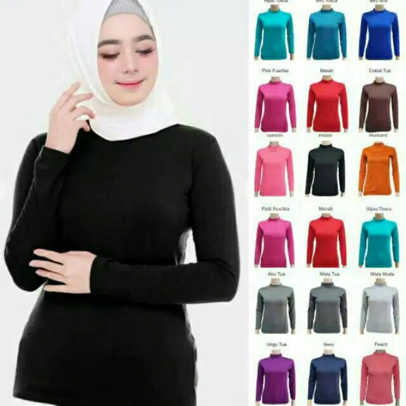 Manset Wanita Lengan Panjang / Inner atasan dalaman kaos spandek 40 warna
