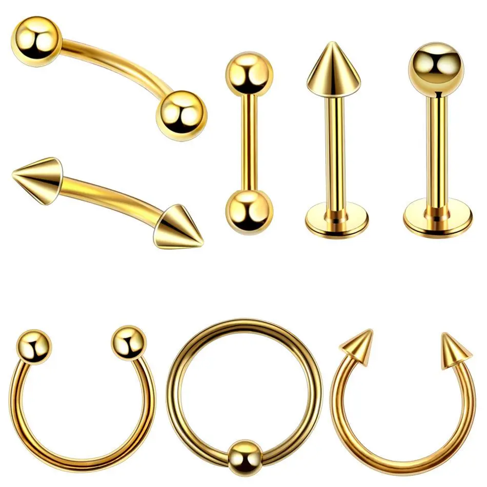 New 8pcs Stainless Steel Eyebrow Stud Earrings Set Nose Stud Nose Ring Universal Piercing