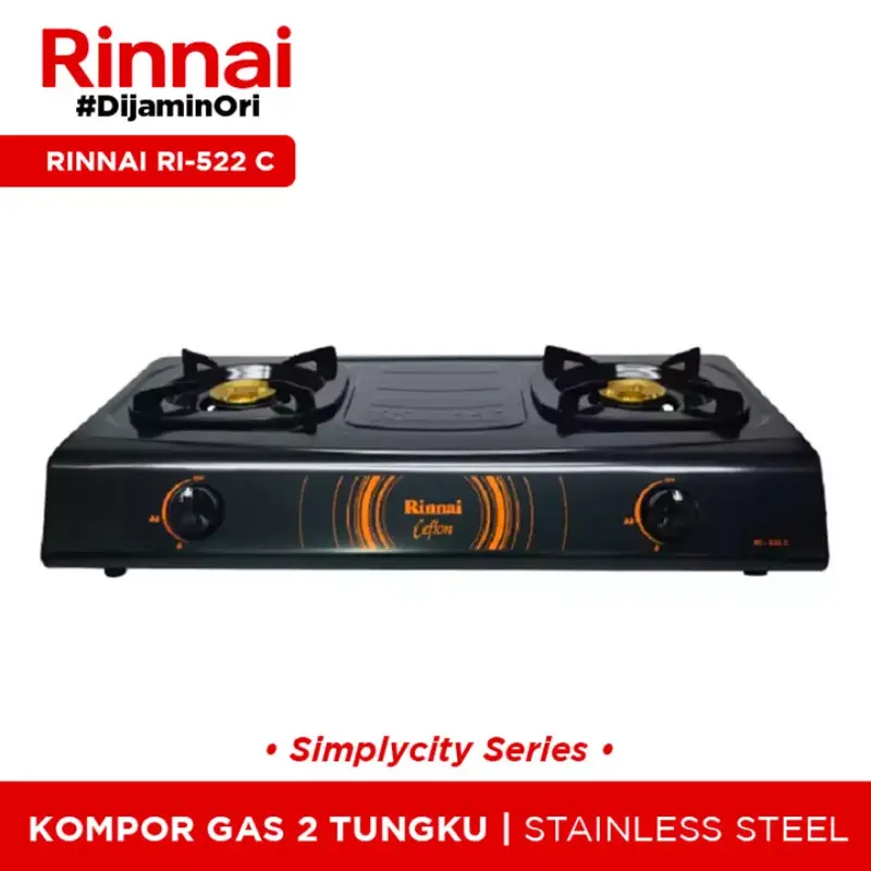 KOMPOR RINNAI 2 TUNGKU + SELANG REGULATOR RI 522 S, RI 522 C, RI 522 E, RI 522 A 2