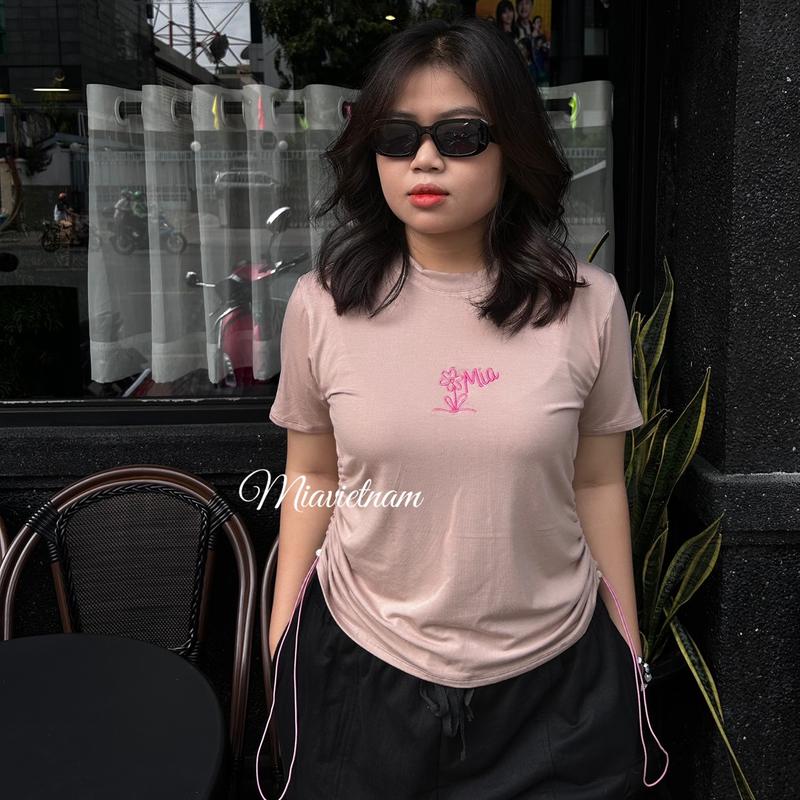 MIASTUDIO - Áo baby tee Nữ Cổ Tròn chất thun lạnh dây rút bigsize thêu hoa bigsize 80kg