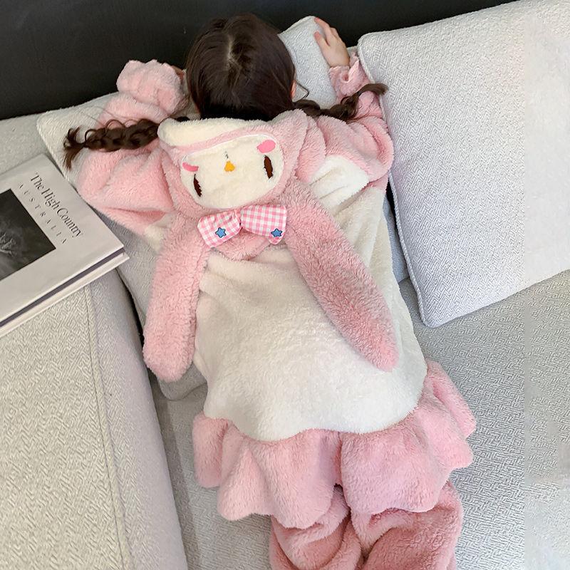 Váy Ngủ Mới Cho Bé Gái, Lót Lông Cừu Mùa Đông, Lông Cừu San Hô Dày, Đồ Ngủ Trẻ Em, Váy Ngủ vải nỉ, Đồ Mặc Nhà, Áo Choàng Tắm 2