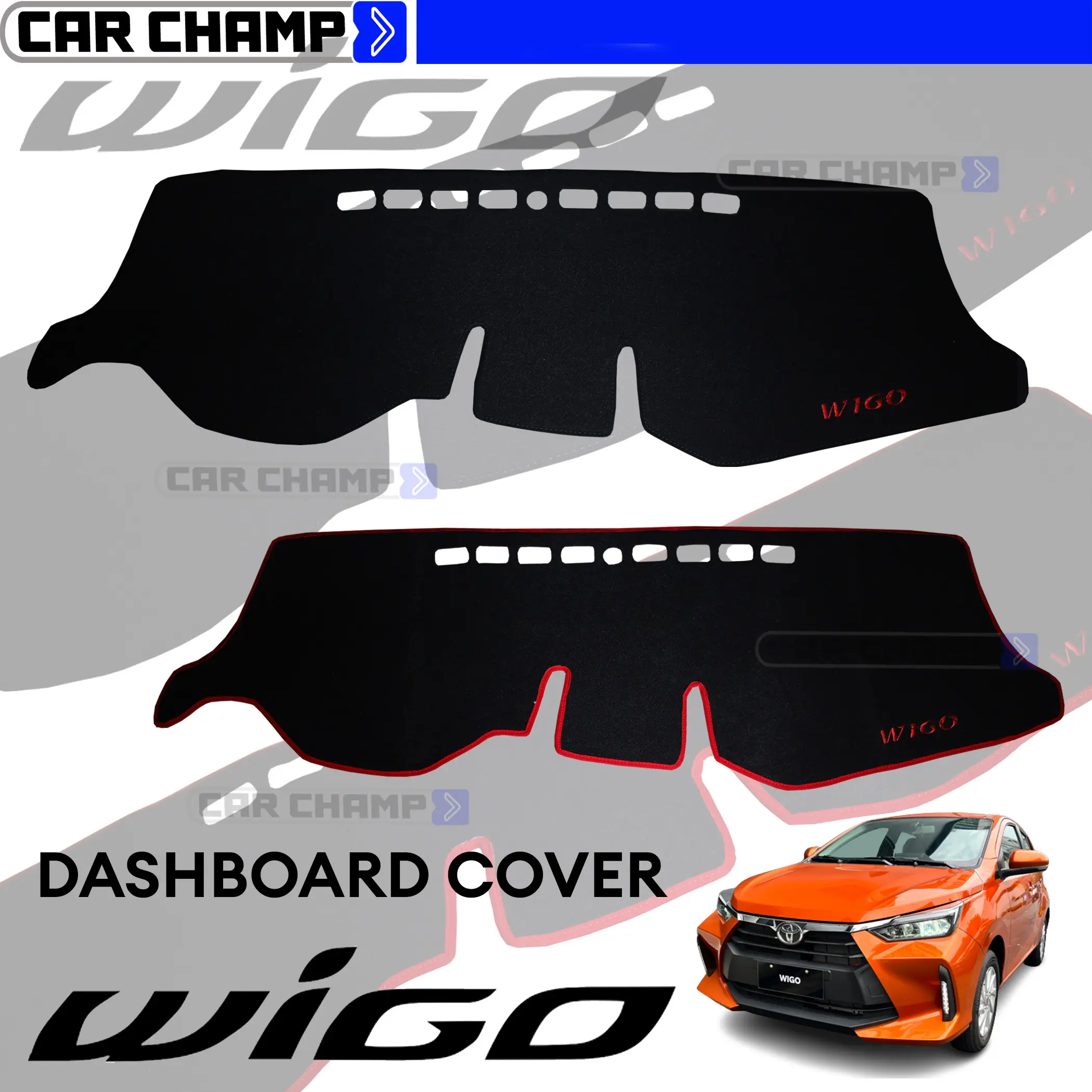 Dashboard Cover for Toyota Wigo 2023 to 2025 Dash board Cover Dash Mat RED / BLACK LINING ( Car Accessories )