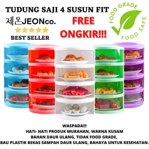 [COD] rak Tudung Saji FIT 4 Susun TANPA RING Lebih Tebal FOOD GRADE Cover Tempat Penyimpanan Makanan 4 Tingkat Praktis Multi Layer Food