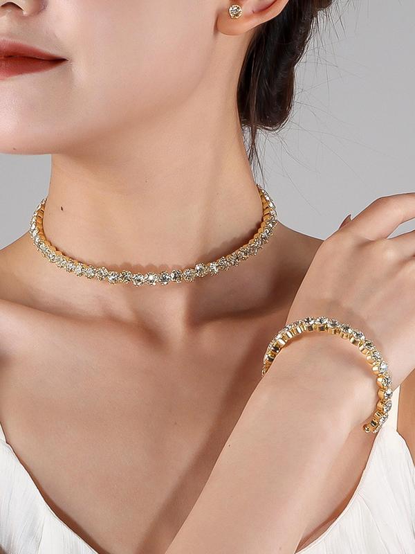 Elegant Minimalist Jewelry Set, Fashion Necklace Bracelet Earrings for Party, Daily Decor, Trendy All-match & Exquisite Jewelry for Birthday Gift 4