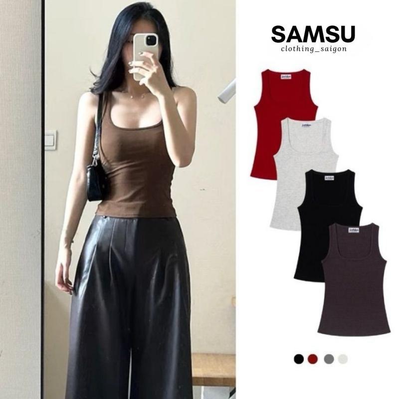 [3L CỔ VUÔNG JUDUN] Áo Tanktop 2 Dây Nữ Cổ Vuông JUSTDUN Co Giãn Thoải Mái BL01 Samsu.clothing_saigon Women Thun