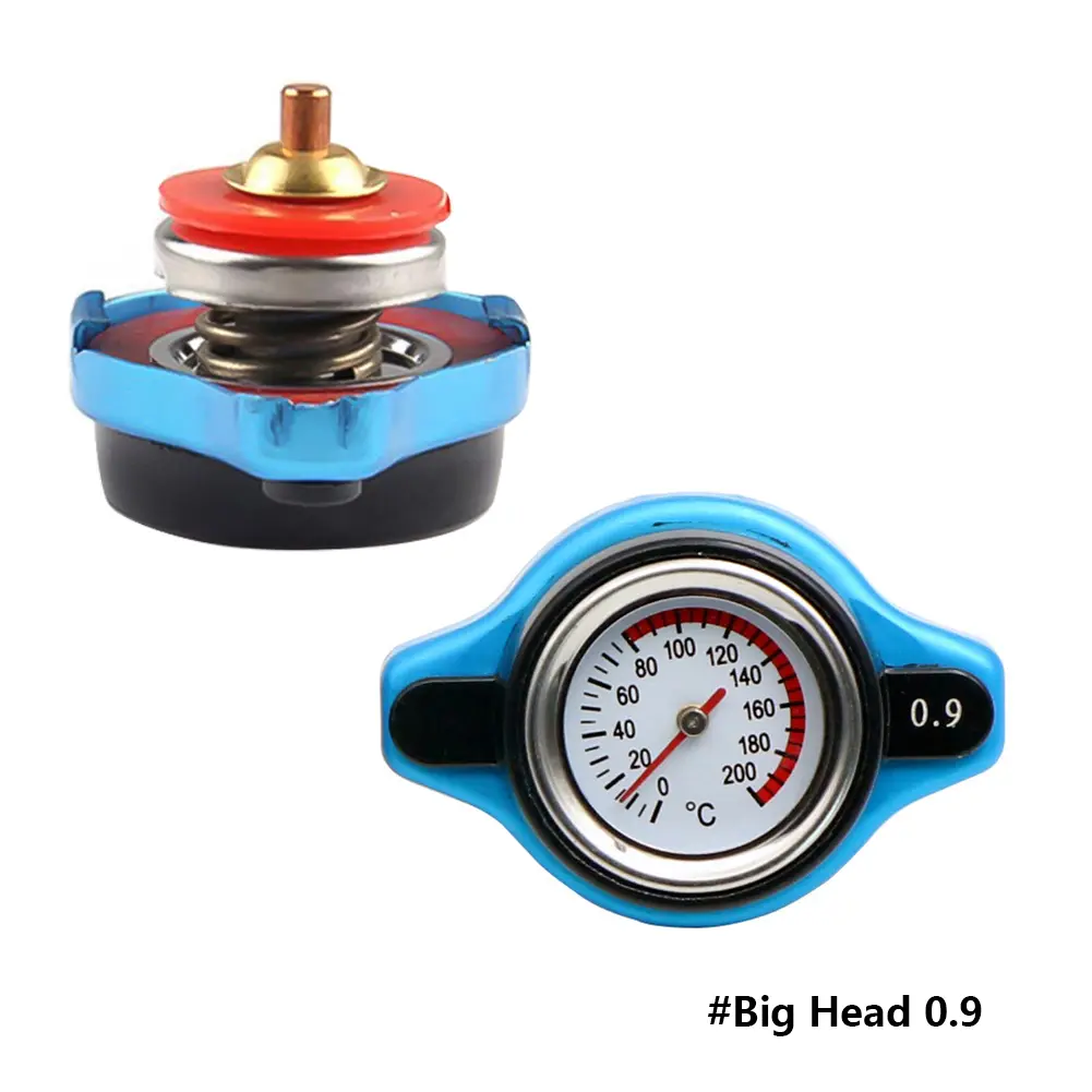 Racing Small Size Thermost Radiator Cap COVER + Water Temp Gauge 0.9BAR or 1.1BAR or 1.3 BAR Cover No Logo(Big Head)