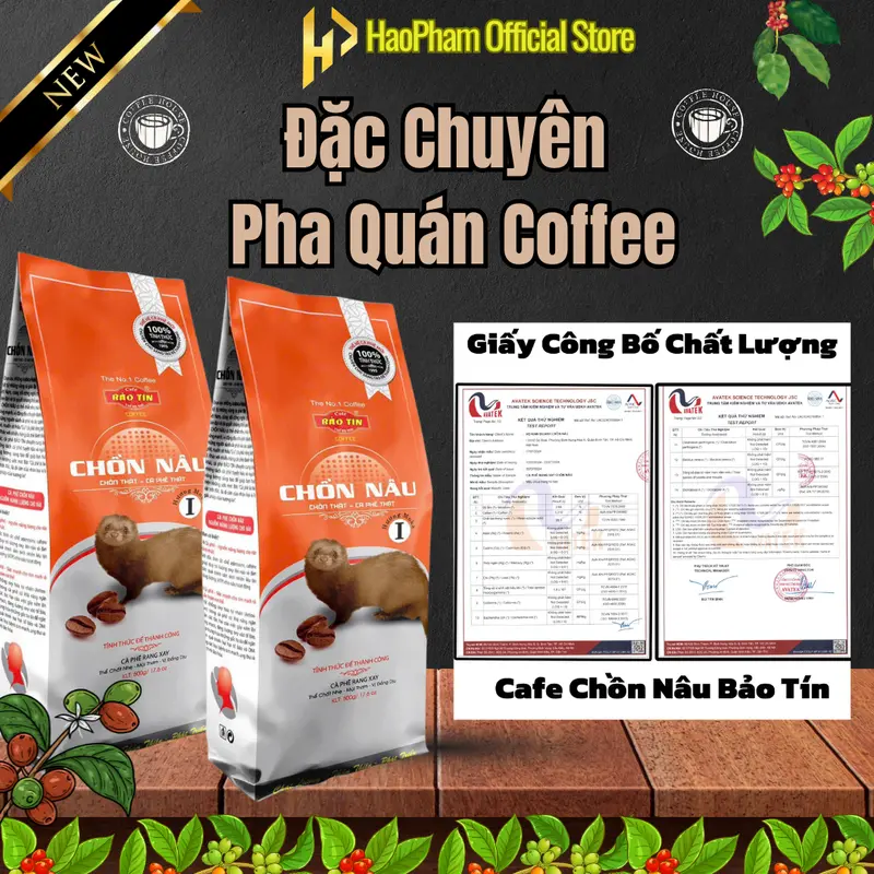 Cà Phê Đen Chồn Nâu Bảo Tín 500g (Túi Cam), Hương Moka Đặc Trưng, Gu Cafe Đậm Đặc Coffee Socola 3