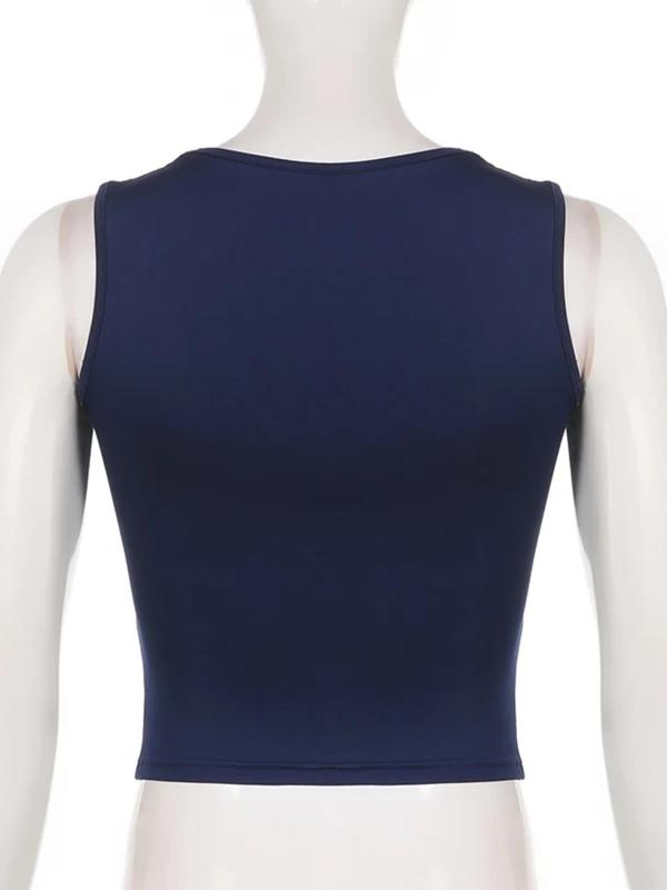 Women's Summer Plain Ruched Square Neck Crop Tank Top, Lady Summer Clothes, Classy Casual Sleeveless Cropped Top for Summer, Ladies Clothes for Daily Wear, Womenswear 2