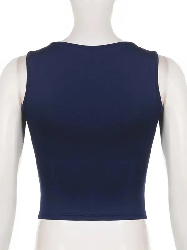 Women's Summer Plain Ruched Square Neck Crop Tank Top, Lady Summer Clothes, Classy Casual Sleeveless Cropped Top for Summer, Ladies Clothes for Daily Wear, Womenswear 2