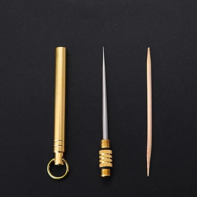 Product Introduction of Titanium Outdoor EDC Portable Multi-Purpose Toothpick Bottle Fruit Fork Camping Tool Toothpick Tube Is More Durable Than Floss 5