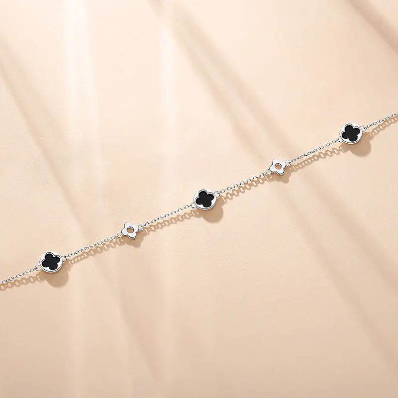 Vòng Tay Cỏ Ba Lá, Bạc Sterling 925, Dành Cho Phụ Nữ, Phong Cách Hàn Quốc, Thời Trang Phổ Biến Ins, Thanh Lịch Và Đơn Giản, Trang Sức Mã Não, Hàng Mới Về 5