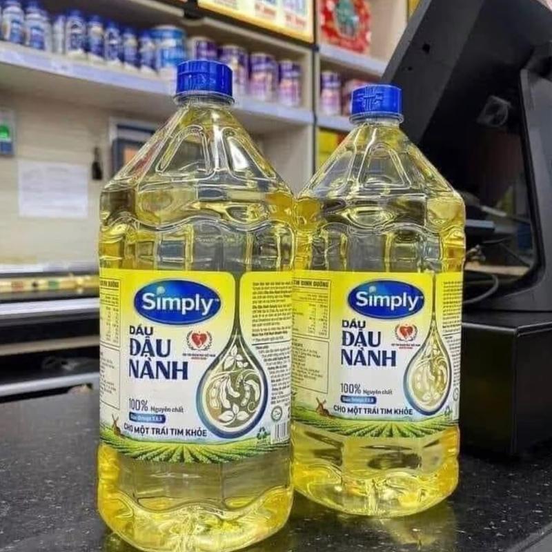 4L dầu ăn Simply, combo 4L dầu đậu nành nguyên chất Simply an toàn cho tim mạch
