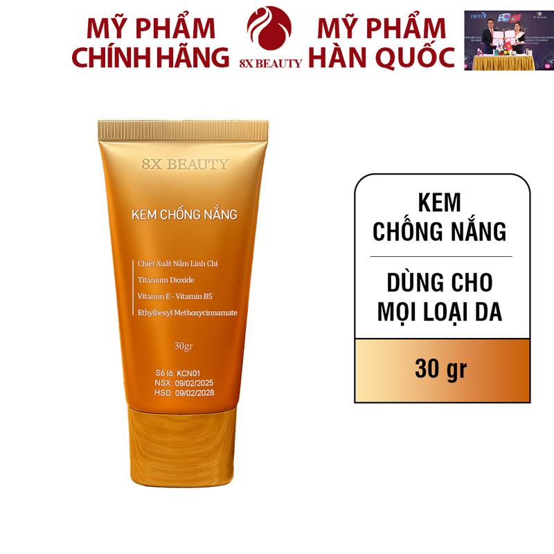 Kem Chống Nắng 8x Beauty Bảo Vệ Da Khỏi Tia UVA, UVB, Hỗ Trợ Làm Sáng Da 30gr 0