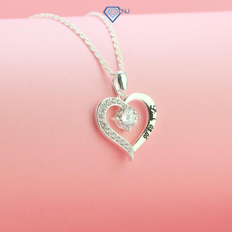 Dây chuyền bạc nữ M.o.i.s hình trái tim khắc tên 6 ly DCNM0005 - Trang Sức TNJ