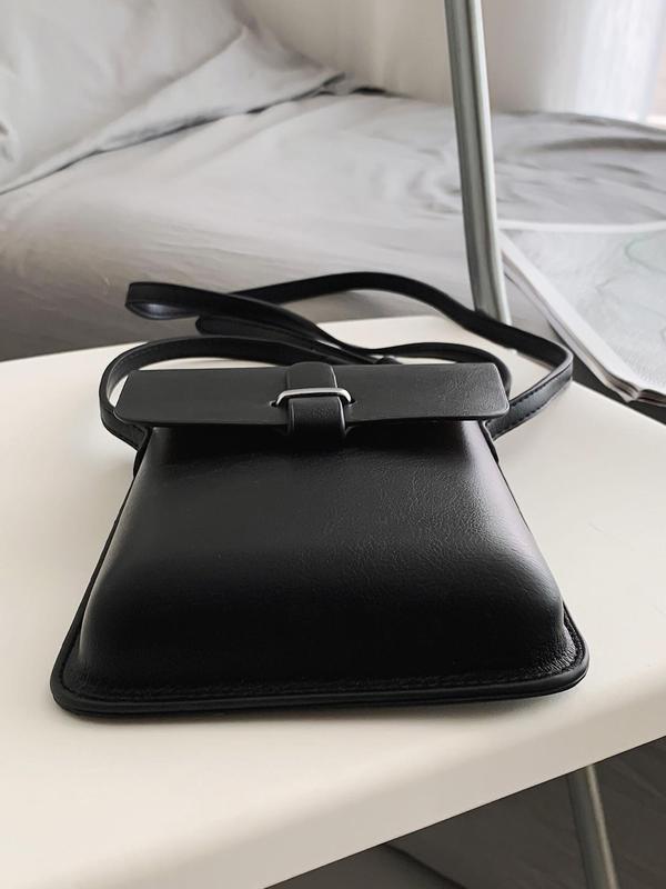 Men's Casual Plain Pu Leather Crossbody Bag,  Simple Style Buckle Shoulder Bag for Travel, Daily Use 3