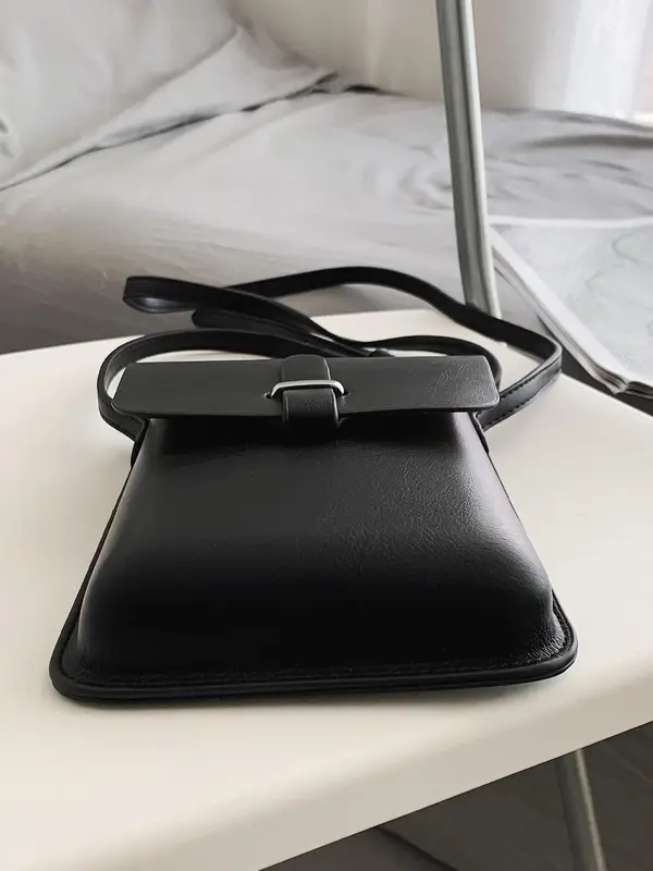 Men's Casual Plain Pu Leather Crossbody Bag,  Simple Style Buckle Shoulder Bag for Travel, Daily Use 3