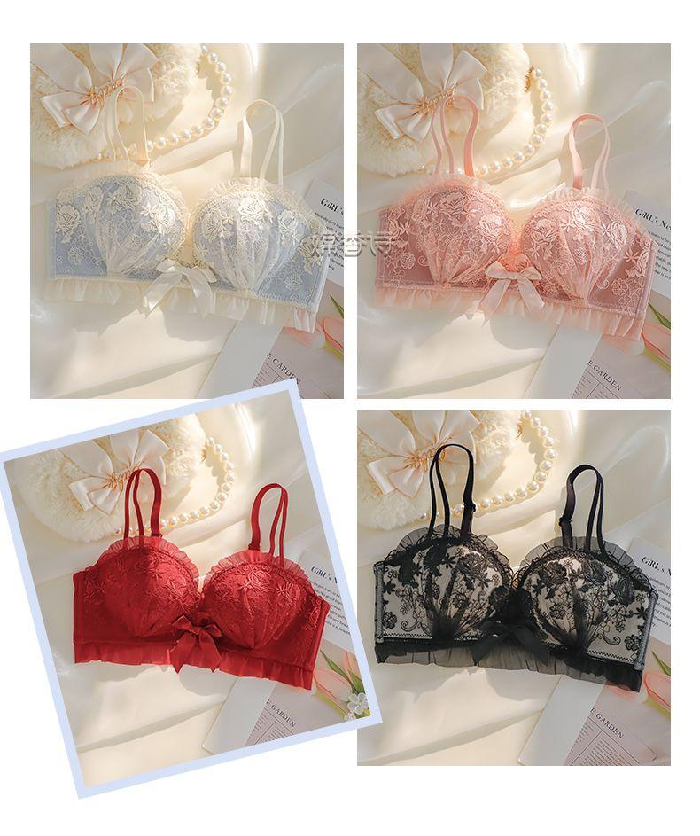 Product Introduction of Bra Lace Wireless Bra for Small Busts, Side Support, Lingerie, Comfort, Bridal, Print,  Anti-Sagging, Sweet & Sexy Design, Push-Up Bra for Women Womenswear 34
