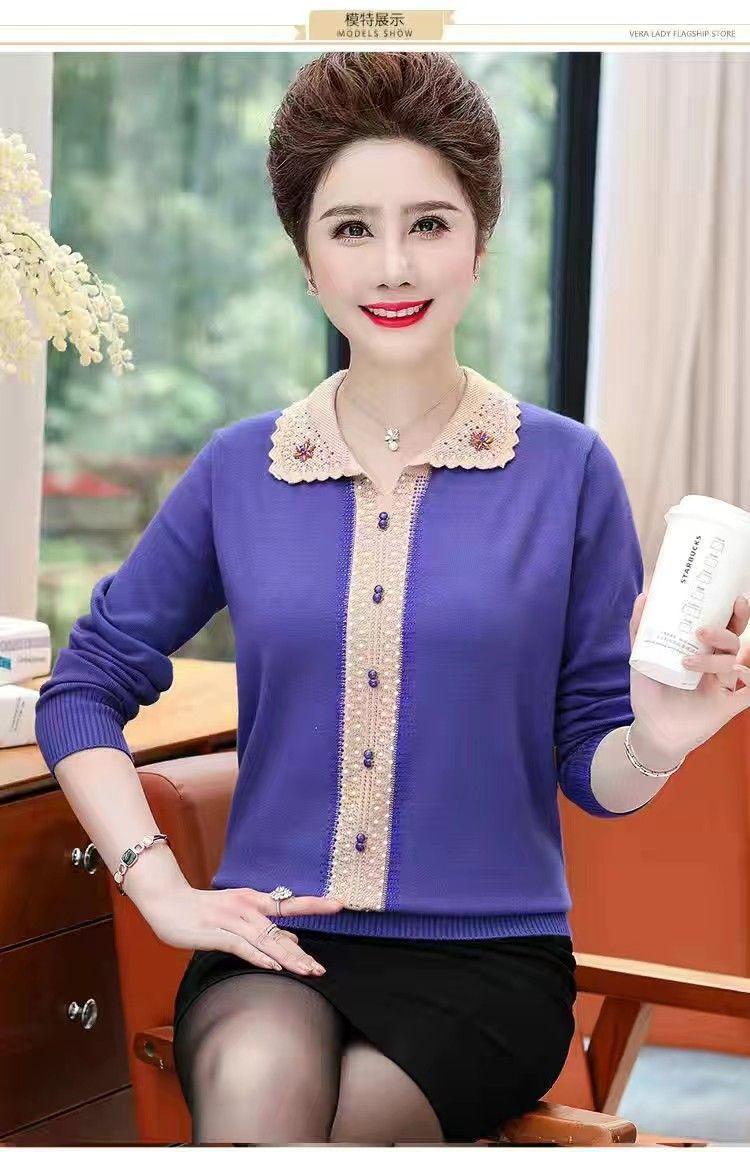 Product Introduction of Quần Áo Nữ Trung Niên Và Cao Tuổi, Thời Trang Hàng Đầu, Dát Kim Cương, Áo Lót Mùa Thu Và Mùa Đông, Áo Len Dệt Kim, Cho Tình Yêu Của Mẹ, Hàng Mới Về Top Women 21