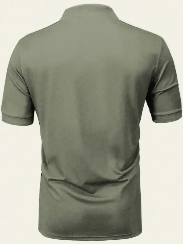 Men's Solid Color Pique Polo Shirt, Regular Fit Casual Breathable Comfortable Short Sleeve Top for Outdoor Daily Wear, Men's Clothes for All Seasons, Tropical 8