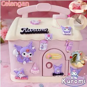 【COD】Upgrade SANRIO Celengan Kuromi Stiker Celengan Koin Bentuk Rumah Kartun Lucu Untuk Hadiah Ulang Tahun Anak/Kuromi/Melodi/Anjing pacha