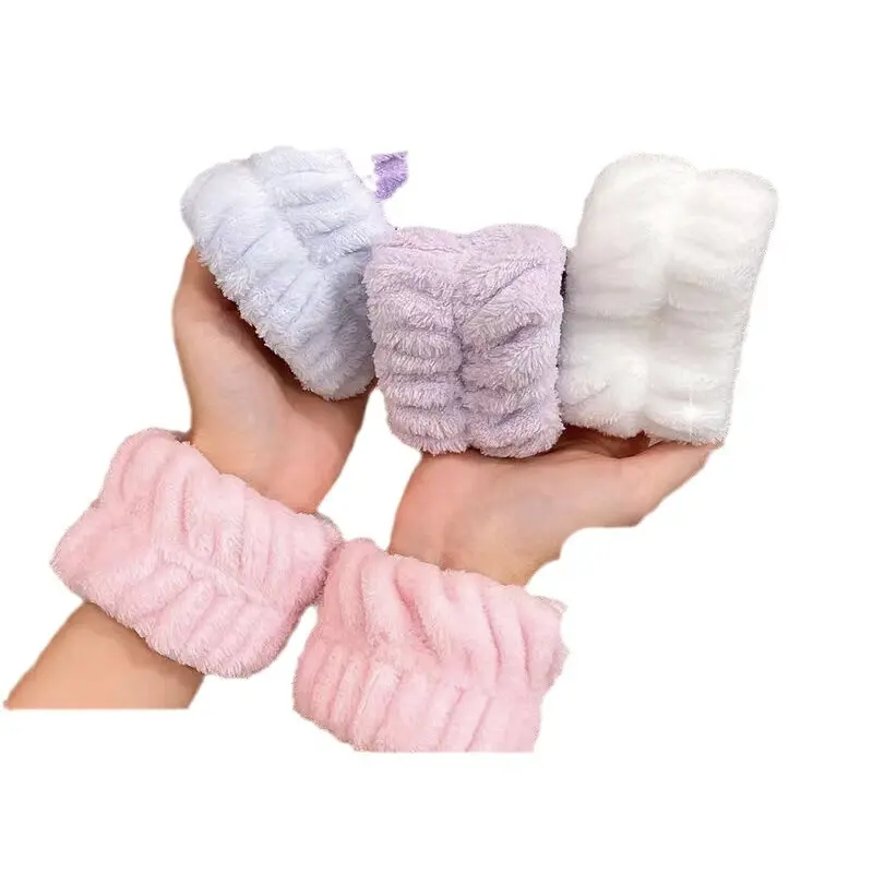 Wash Wrist Strap Waterproof Wash Cuff Keep Dry Thickened Hair Band Plush Hair Ring Wash Wrist Strap One-Pair Package