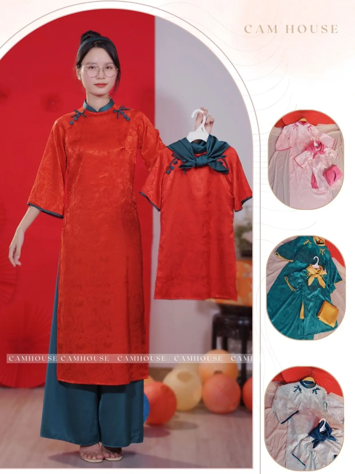 Set áo dài cách tân mẹ và bé [CAM HOUSE] - Tặng bờm cho mẹ Và khăn cho bé - Áo dài chụp ảnh đi chơi
