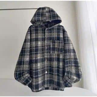Áo Khoác Caro Nam Nữ Cài Nút Phối Nón Siêu Xinh - Thời Trang HOT Treen 6