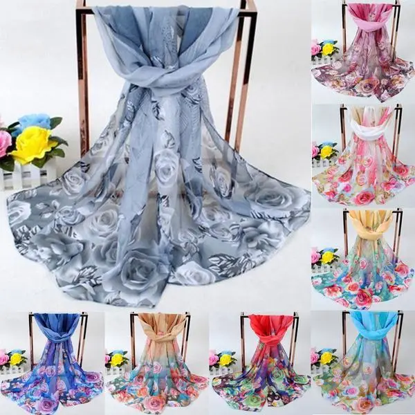 Khăn Quàng Choàng Che Nắng, Ngoài Trời, 155cmx50cm, Khăn Quàng Voan Nữ Hoa Hồng, Mềm Mại Và Dài, Dành Cho Phụ Nữ, < CCC >