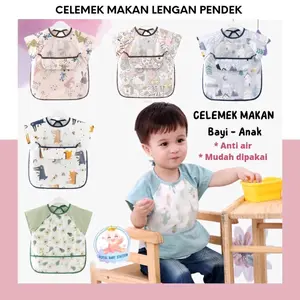 Celemek Makan Bayi Anak Lengan Pendek Premium Anti Air