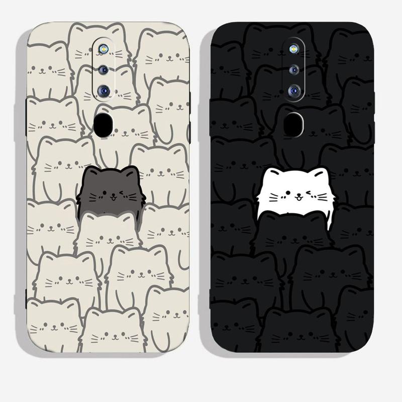 Ốp Lưng Dành Cho Oppo F11, F11 Pro cạnh viền vuông, có bảo vệ camera in hình mèo ngộ nghĩnh