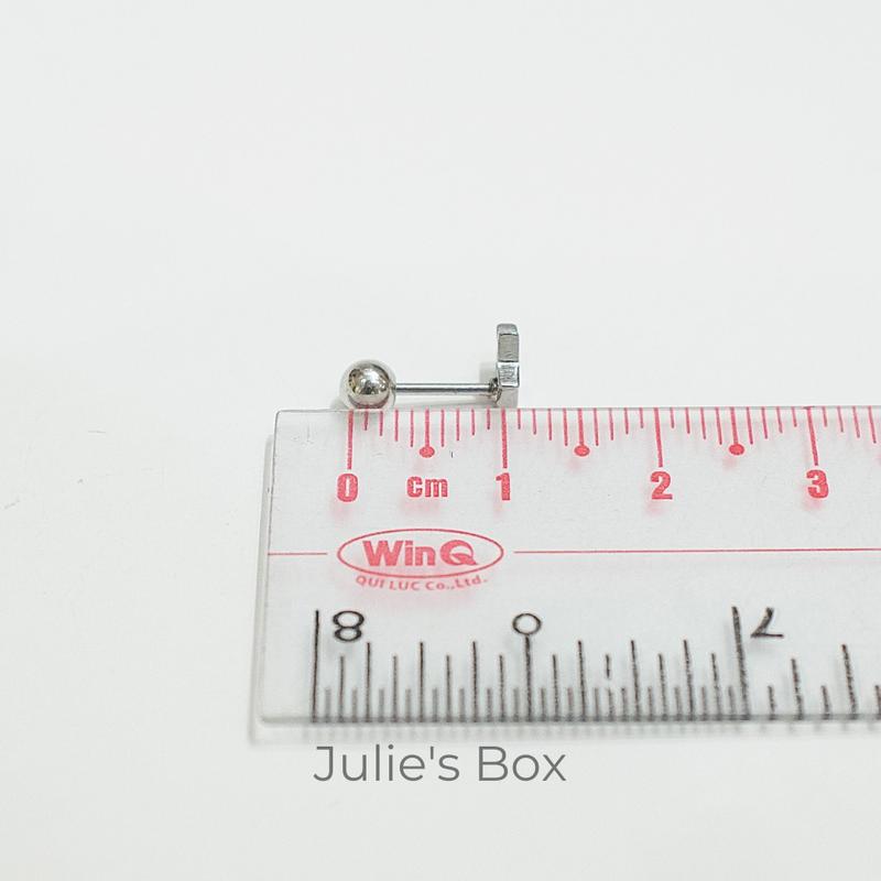 [1 Chiếc] [BẤM] Khuyên tai Unisex Ngôi Sao Rỗng Nhỏ Màu Bạc Không Gỉ Sét Không Ngứa Không Đen Julies Box 66 2