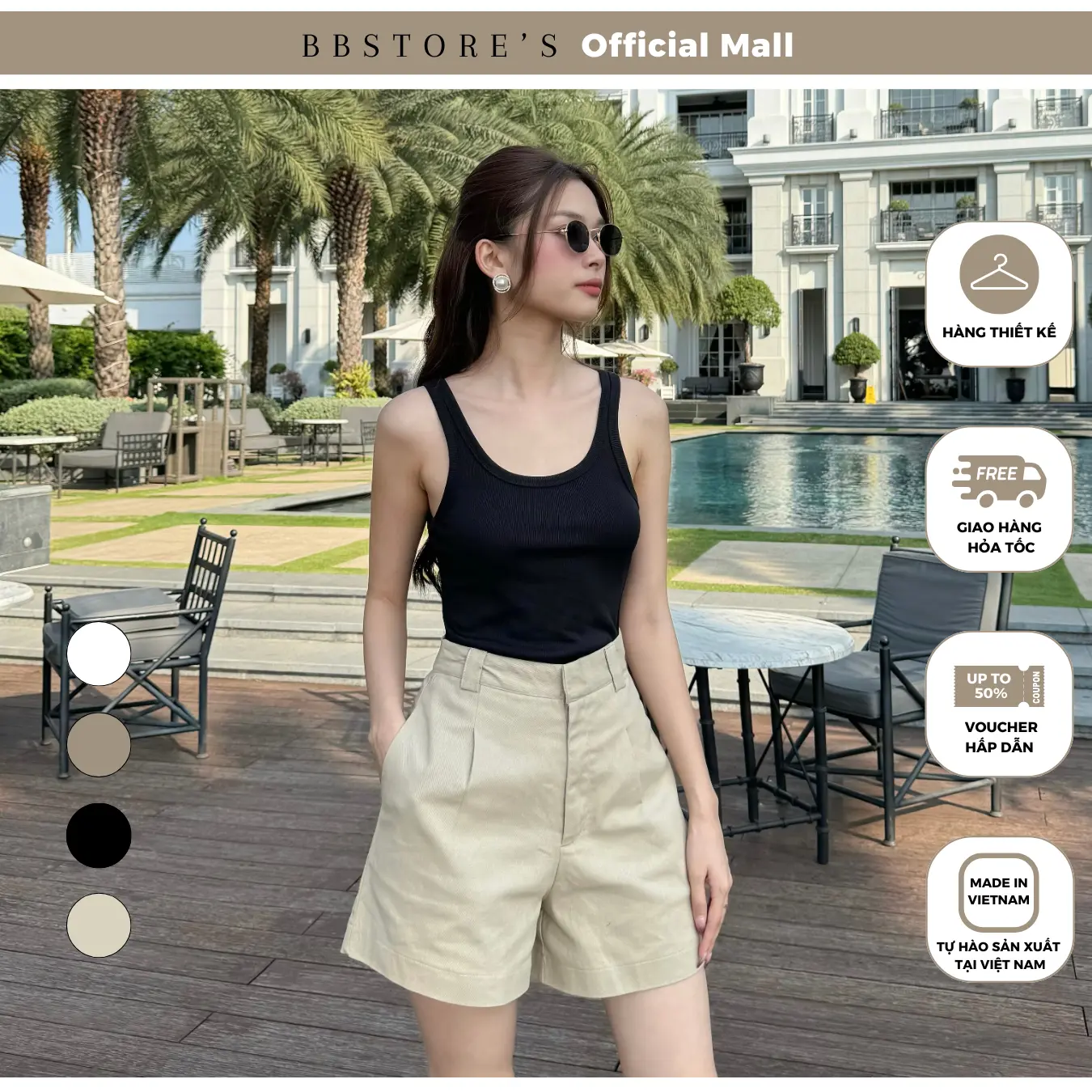 Quần Shorts Kaki Nữ Form Ngắn Lưng Cao Bảng Đĩa To BBSTORE'S -Q3107 Women