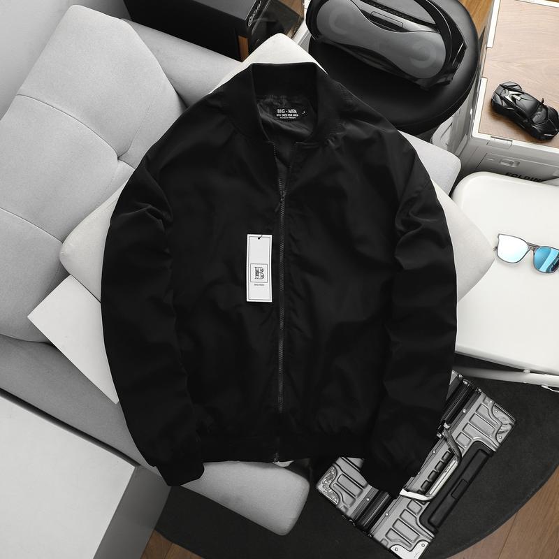 [Bigmen.Bigsizemen] Áo khoác bomber chất dù đen 2 lớp < 130 kg - bomber dù túi
