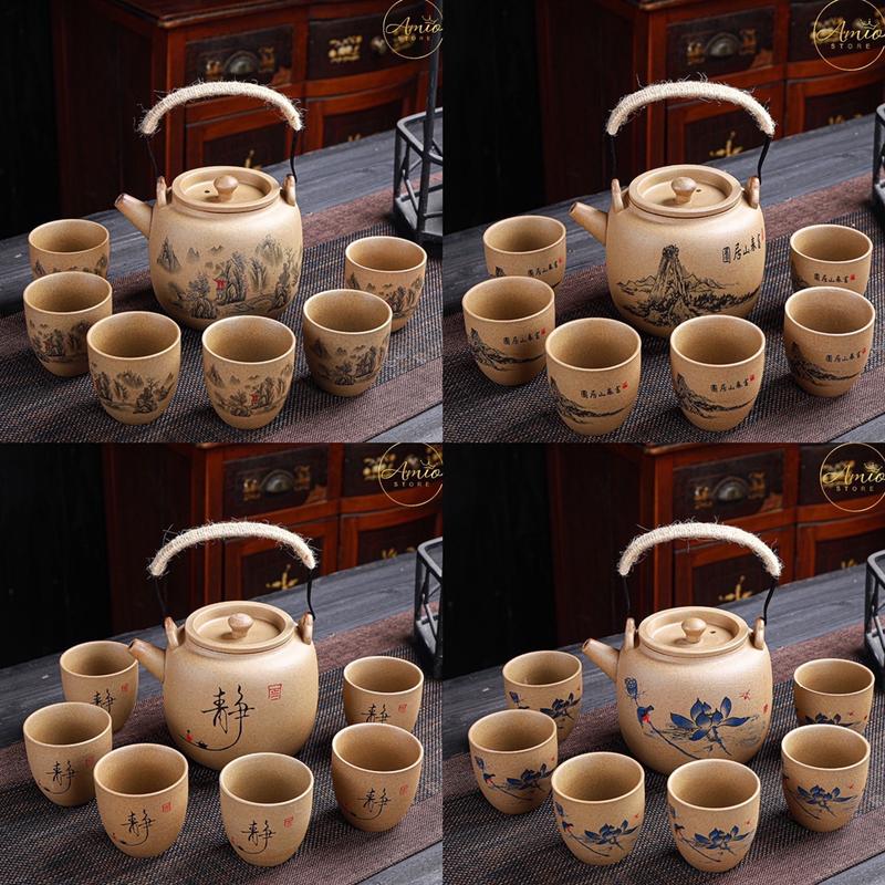 Bộ Ấm Chén Uống Trà Phòng Khách Sang Trọng, Bộ Ấm Chén Pha Trà Cỡ Lớn Phong Cách Nhật Bản