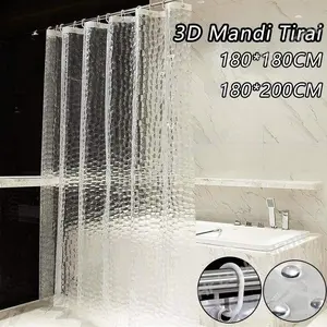 180x200cm Tirai Kamar Mandi Anti Air Bahan EVA Sudah Dilengkapi Dengan Pengait Shower Tirai Kamar Mandi Bahan Tebal Pembatas Kamar Mandi