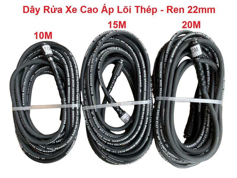 Dây rửa xe lõi thép loại tốt REN 22mm , dùng cho máy xịt rửa áp lực cao (phụ kiện máy rửa xe)