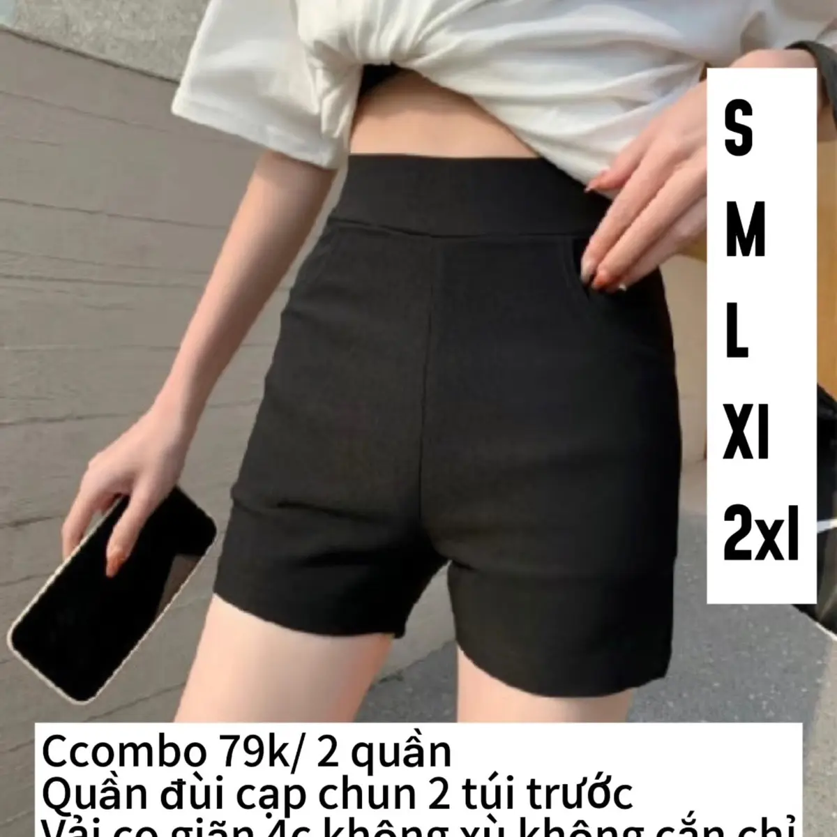 [ combo 2 quần] Quần legging đùi cạp chun 2 túi trước co giãn 4c dầy dặn thấm hút mồ hôi.