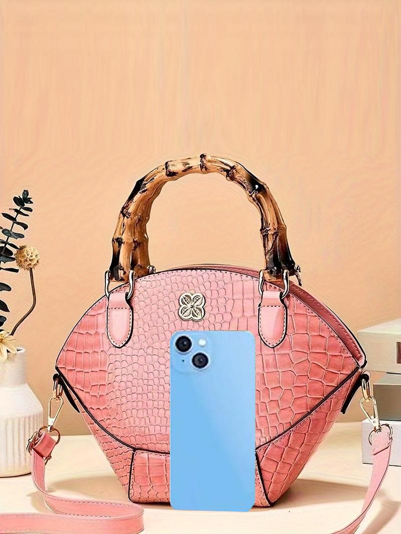 Product Introduction of Fashionable crocodile pattern decor Handbag, Elegant Pu Leather Zipper Shoulder Bag for Women, Casual Trendy Versatile Daily Commuting Bag, Girl Fashionable Shopping Bag 6