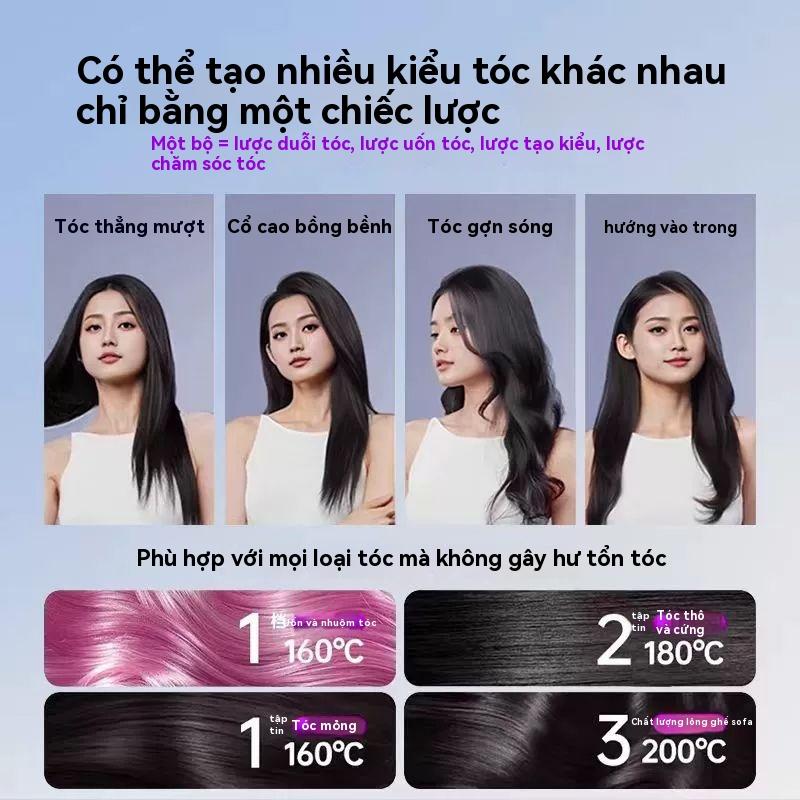 Lược Ion Âm Duỗi Tóc Không Dây, Màn Hình Số, 3 Mức Nhiệt Độ, Tạo Kiểu Tóc Nhanh, Mái Tóc Mượt Mà 6