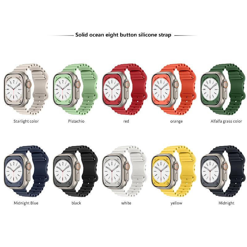 Product Introduction of Ocean Silicone Strap for Apple Watch 49mm 46mm 45mm 41mm 44mm 40mm 42mm 38mm Breathable Bracelet Wristband Ultra 10 9 8 7 6 5 4 3 SE Band 0