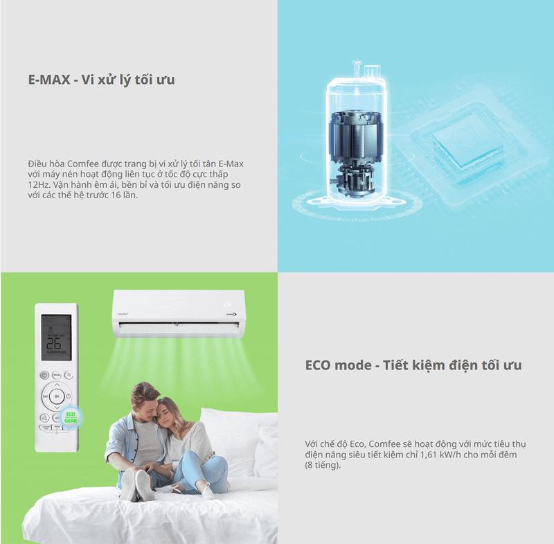 [MIỄN PHÍ LẮP ĐẶT] Điều hòa Comfee Inverter CFS-28VAF 3.0HP - Công suất làm lạnh 27,000 Btu/h - Một chiều - Diện tích làm lạnh 40～50m² - Tiết kiệm điện 3