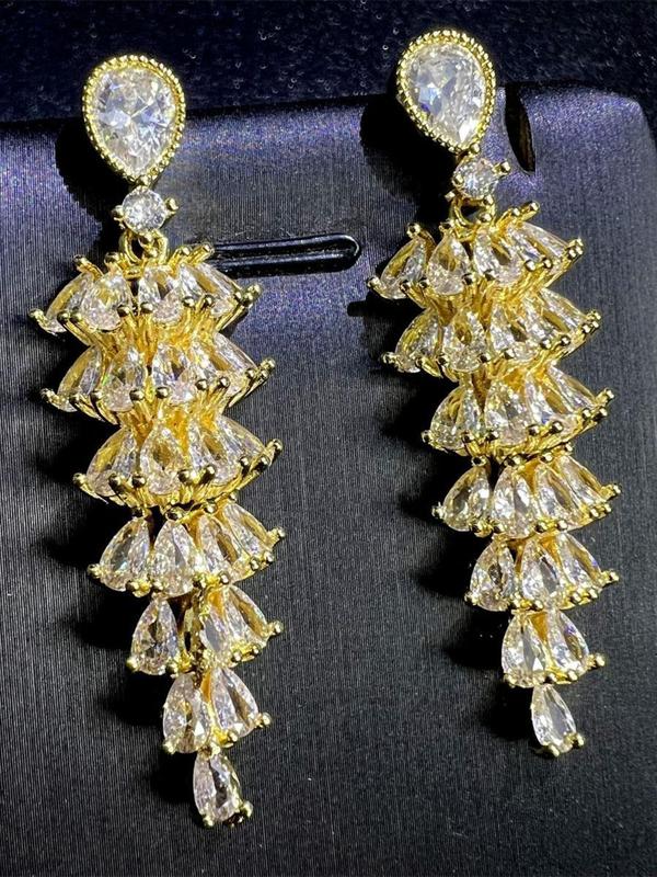 Women's Elegant Artificial Crystal Decor Dangle Earrings, Exquisite Trendy Drop Earrings, Fashionable Jewelry for Women for Daily & Party Decoration 7